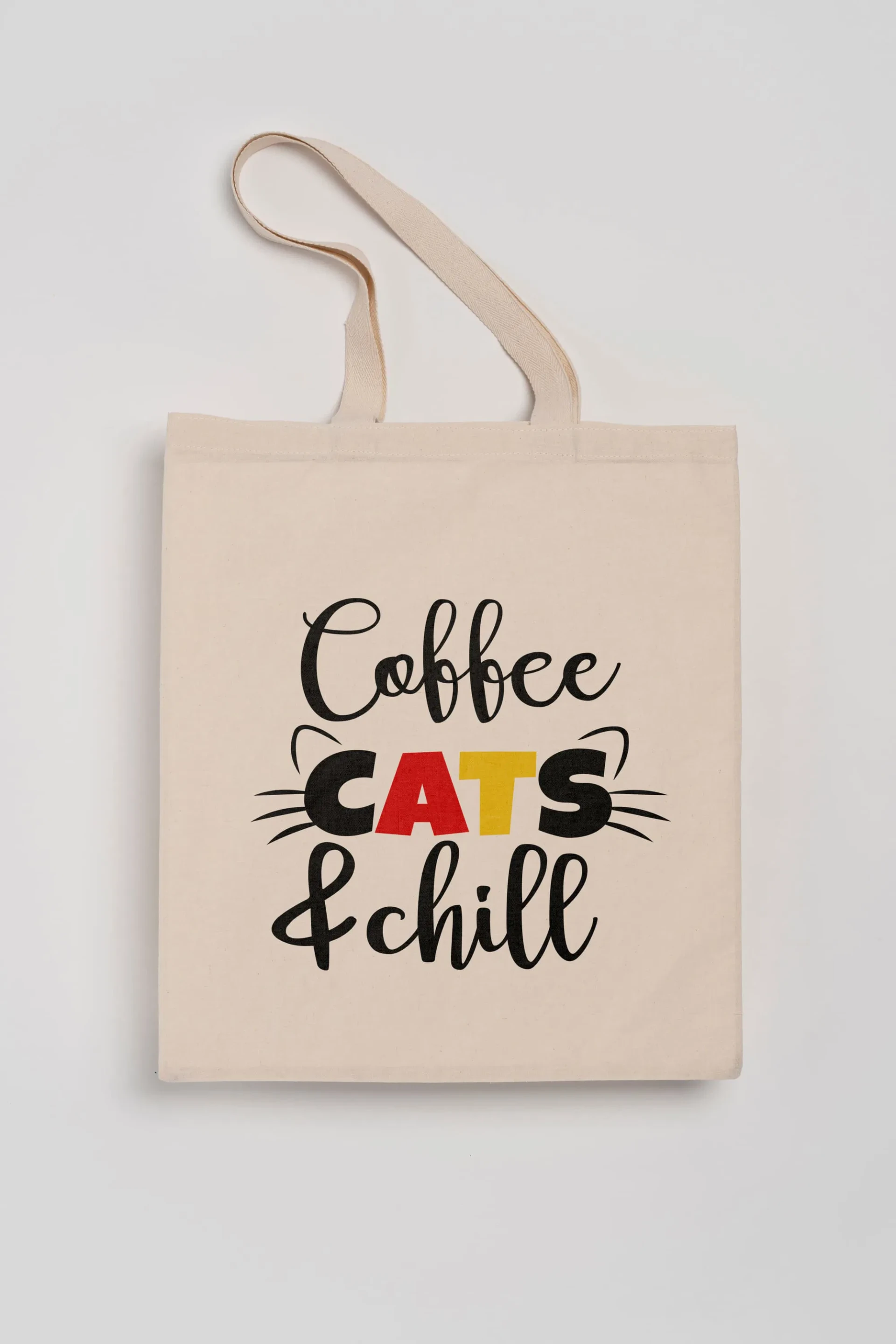 Πάνινη τσάντα για ψώνια και βιβλία, coffee cats and chill